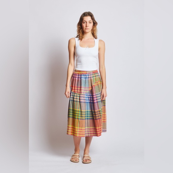 Rujuta Sheth Dresses & Skirts - Free People Rujuta Sheth WAVE SKIRT | POSTCARD CHEX Small NWT $198